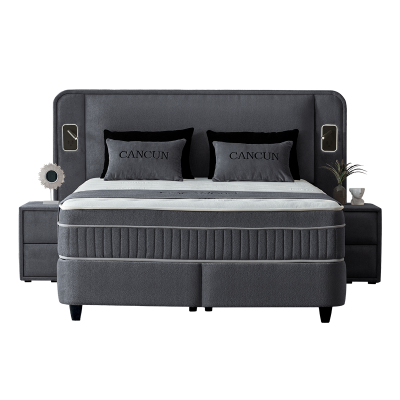Тапицирана спалня с матрак CANCUN 160 x 200 - сив 18