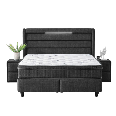 Тапицирана спалня с матрак COTTON 140 x 200 - графит 501