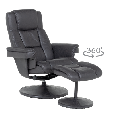 Кресло с табуретка JACKY - тъмносив