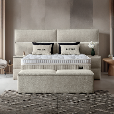 Тапицирана спалня с матрак PUZZLE 180 х 200 - крем 01
