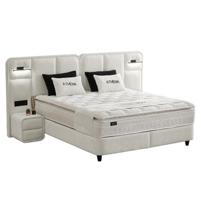 Тапицирана спалня с матрак ATHENA 160 х 200 - слонова кост SY