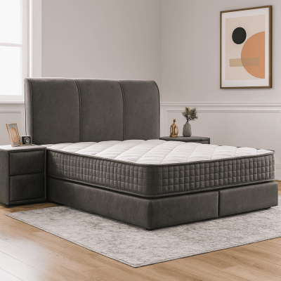 Тапицирана спалня с матрак LINDA 140 х 200 - сив 13