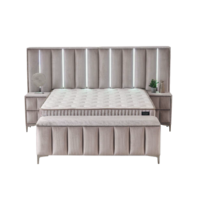 Тапицирана спалня с матрак MOONLIGHT 140 x 200 - бежов 03