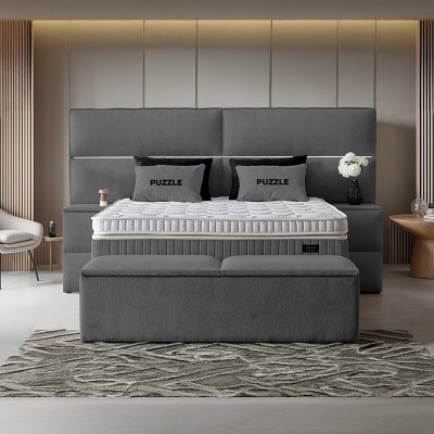 Тапицирана спалня с матрак PUZZLE 160 x 200 - сив 16