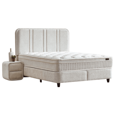 Тапицирана спалня с матрак HUGO 140 x 200 - перла SY