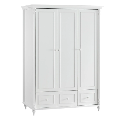 Трикрилен детски гардероб с чекмеджета NIL - бял