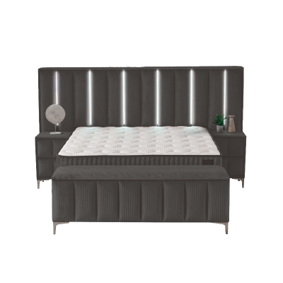 Тапицирана спалня с матрак MOONLIGHT 180 x 200 - сив 190