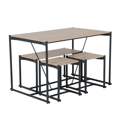 Комплект маса с пейка и две табуретки BREVIK - дъб сонома