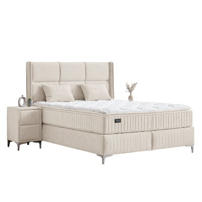 Тапицирана спалня с матрак BELLA 160 x 200 - бежов 02