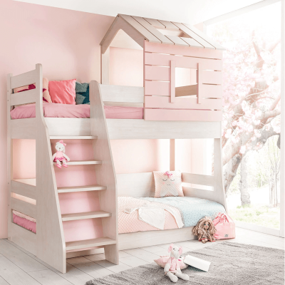 Двуетажно детско легло PINK HOUSE - дясно