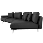 Кожен ъглов диван GRAM LUX - черен