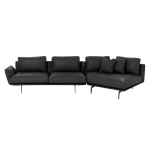 Кожен ъглов диван GRAM LUX - черен