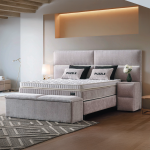 Тапицирана спалня с матрак PUZZLE 160 x 200 - крем 01