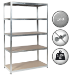 Метален стелаж Carmen CR-1012 E - 180х120х60 см, до 250 кг на рафт - цинк