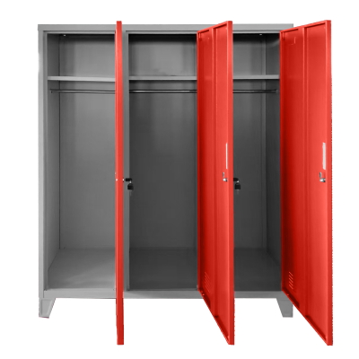 Метален шкаф Carmen CR-1604-3 JZ - сив / червен