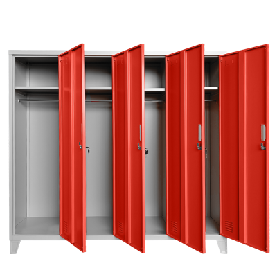 Метален шкаф Carmen CR-1604-4 JZ - сив / червен