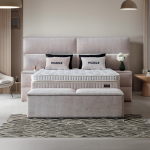 Тапицирана спалня с матрак PUZZLE 180 х 200 - бежов 03