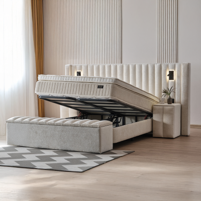 Тапицирана спалня с матрак FLORIDA 160 х 200 - крем 01