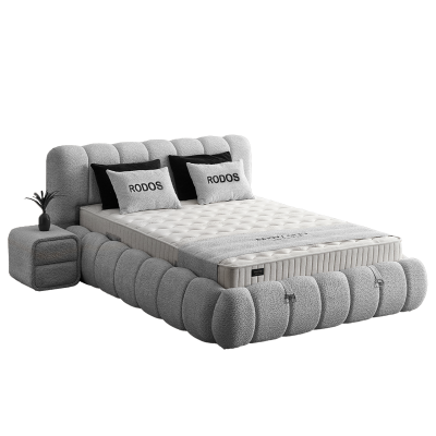 Тапицирана спалня с матрак RODOS 140 х 200 - светлосив 326