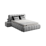 Тапицирана спалня с матрак RODOS 140 х 200 - светлосив 326