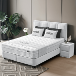 Тапицирана спалня с матрак PAROS 160 х 200 - сребърен AN