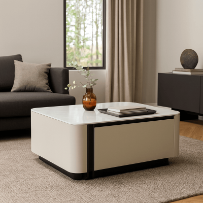 Холна маса ELGIN - бял-капучино