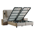 Тапицирана спалня с матрак CANCUN 160 x 200 - бежов 04