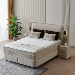 Тапицирана спалня с матрак CANCUN 160 x 200 - бежов 04