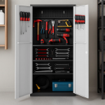 Метален шкаф за инструменти Carmen CR-1226 L SAND - черен-сребърен