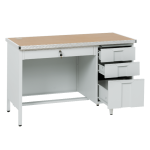 Метално бюро Carmen CR-1318 L - сиво / бук