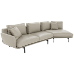 Кожен ъглов диван GRAM LUX - бежов