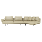 Кожен ъглов диван GRAM LUX - крем