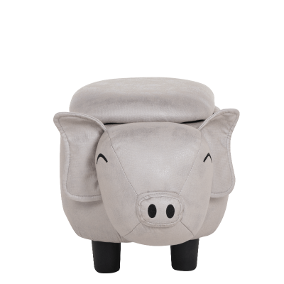 Детска табуретка с ракла - сиво прасе