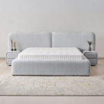 Тапицирана спалня с матрак MYKONOS 180 х 200 - сребърен AN