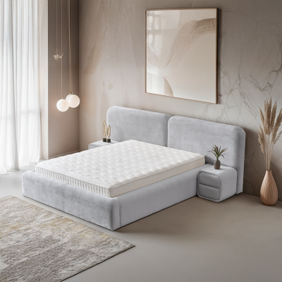 Тапицирана спалня с матрак MYKONOS 160 х 200 - сребърен AN