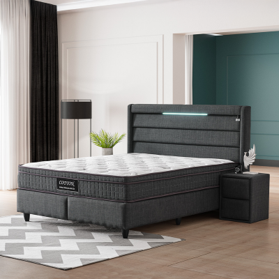 Тапицирана спалня с матрак COTTON 180 x 200 - графит 501