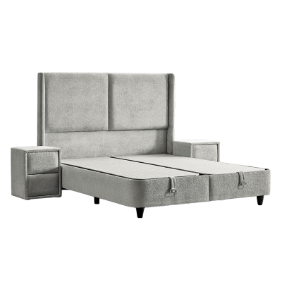 Тапицирана спалня с матрак DIANA 140 x 200 - светлосив 326