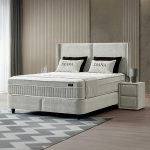 Тапицирана спалня с матрак DIANA 140 x 200 - светлосив 326