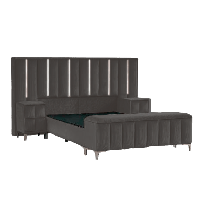 Тапицирана спалня с матрак MOONLIGHT 180 x 200 - сив 190