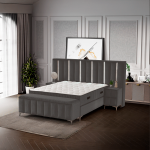 Тапицирана спалня с матрак MOONLIGHT 180 x 200 - сив 190