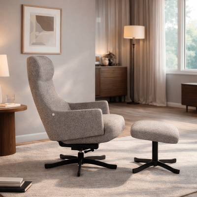 Кресло с табуретка LAMEGO - сивo