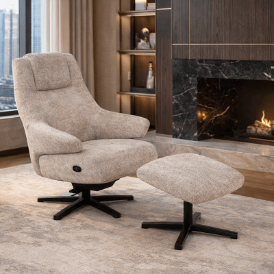 Електрическо масажно кресло с табуретка SINES - крем