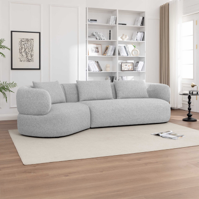 Ъглов диван SKIEN - сребърен