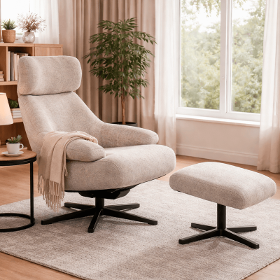 Кресло с табуретка OVAR - бежово