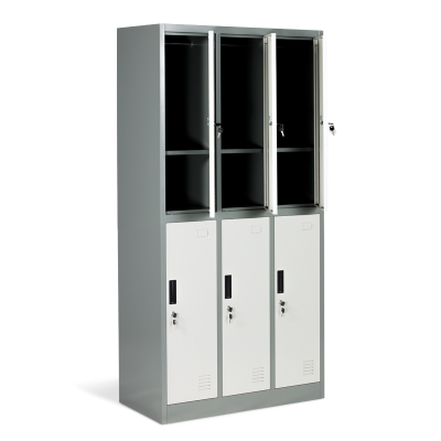 Метален шкаф Carmen CR-1243 J LUX - сив / тъмносив