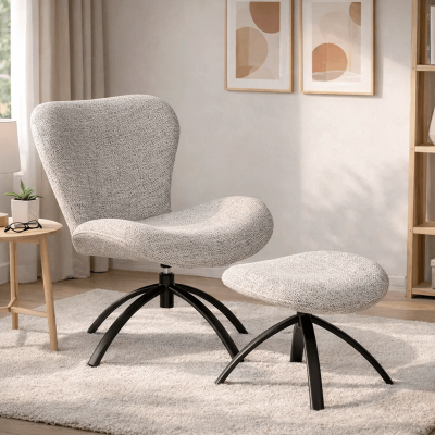 Кресло с табуретка HAMS - сиво