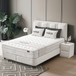 Тапицирана спалня с матрак PAROS 160 х 200 - крем AN