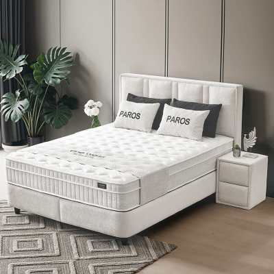 Тапицирана спалня с матрак PAROS 160 х 200 - крем AN
