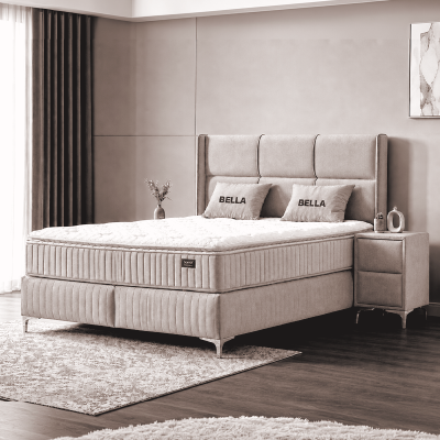 Тапицирана спалня с матрак BELLA 160 x 200 - крем 03