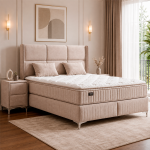 Тапицирана спалня с матрак BELLA 180 x 200 - крем 03